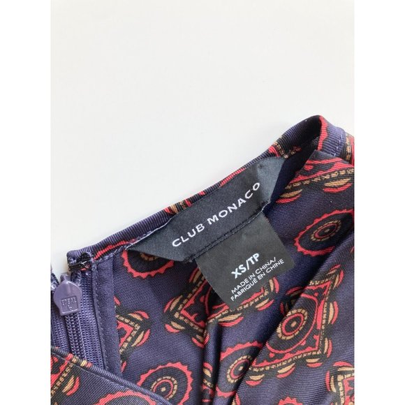 CLUB MONACO Navy Red Foulard Biscuit Print Twill Twist Front Blouse Top, Size XS - Picture 10 of 12